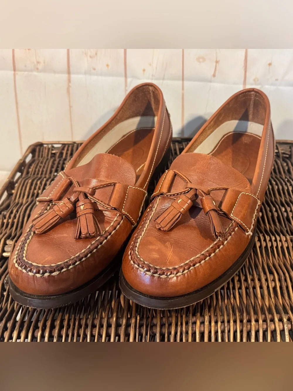 R. Bryant LTD Men’s Leather Loafers Shoes Luxury Boutique VA Tan Camel 8.5 M